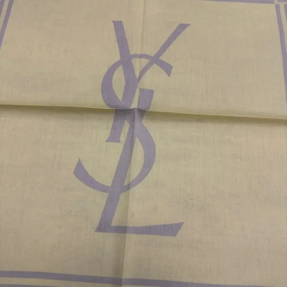 Yves Saint Laurent Pale Yellow Logo vintage handkerchief cotton - Picture 4 of 5